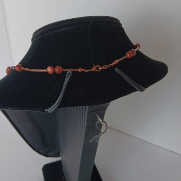 Hand Crafted Beaded Necklace With Blue Baroque Pearls & Brown Stone Beads NWT - Picture 5 of 16